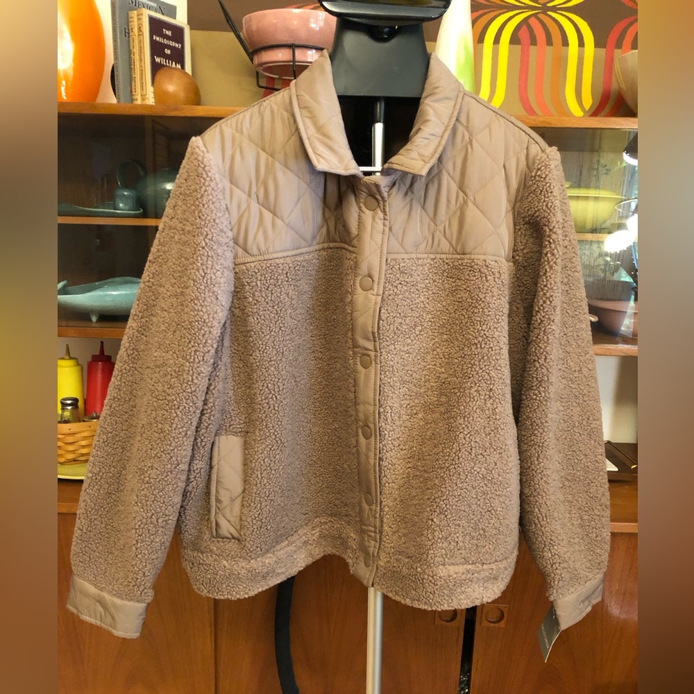 Lite Weight Quilted Teddy Jacket in a dark Carmel Color